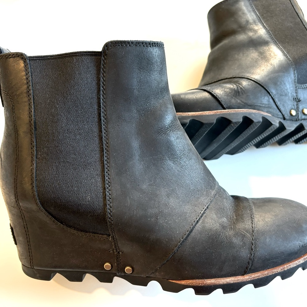 Sorel Joan of Arc Wedge Bootie, Black Leather 9.5